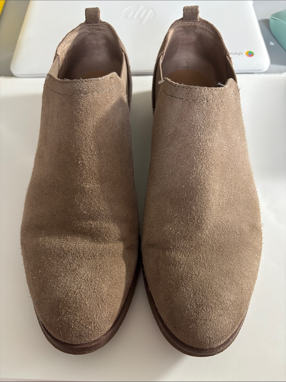 Franco Sarto Taupe Suede Ankle Booties